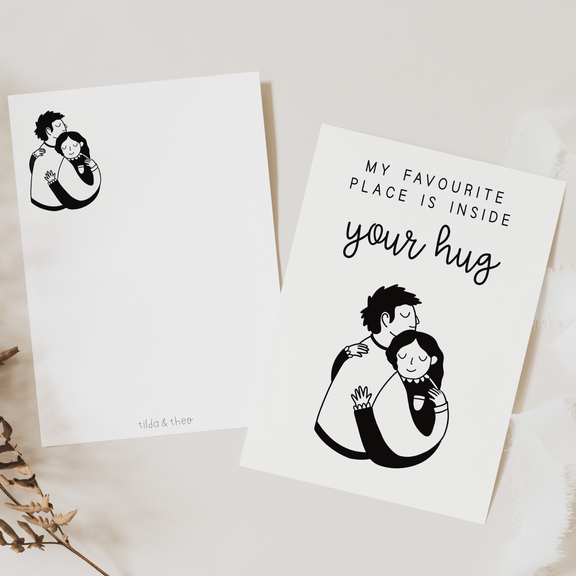Tilda&Theo – wholesale Vykort – Vykort Love - Inside Your Hug - Omfamning1