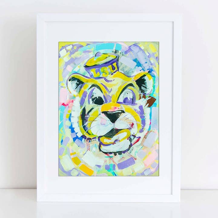 LSU Tigers "Vintage Mike the Tiger" | Archival-Quality Art Print for wholesale by Brandon Art Co