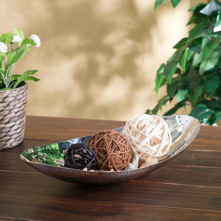 Elegance - Wholesale Decorative Plate/Dish/Bowl - Oval Hammered Bowl, 14.5"1