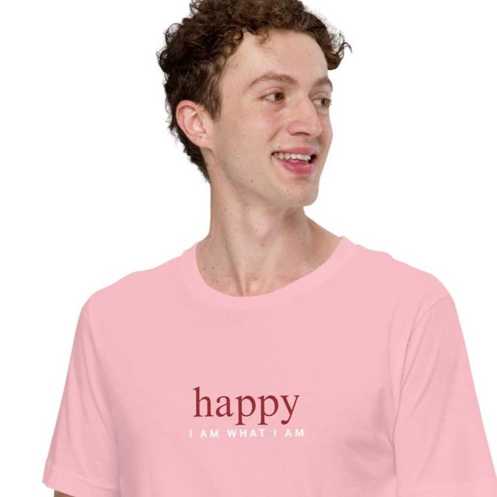 Happy Adult Unisex T-Shirt for wholesale by I Am What I Am Shop