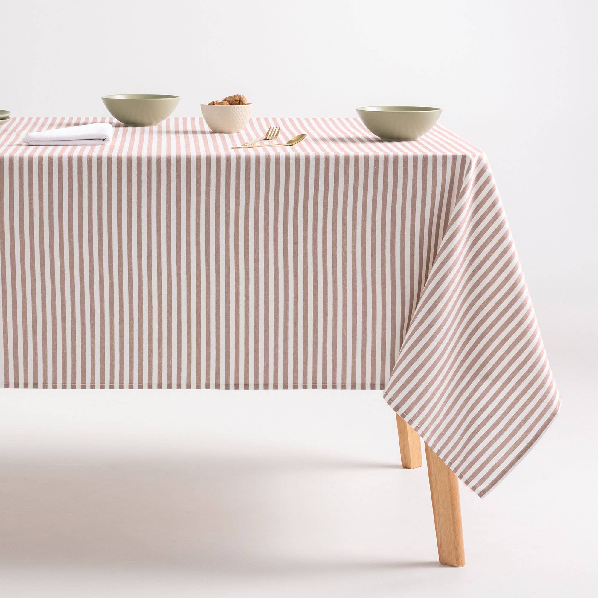 GAMUSI - Vente Nappes - Nappe anti-taches coton toucher tissu rayures ARENZA28