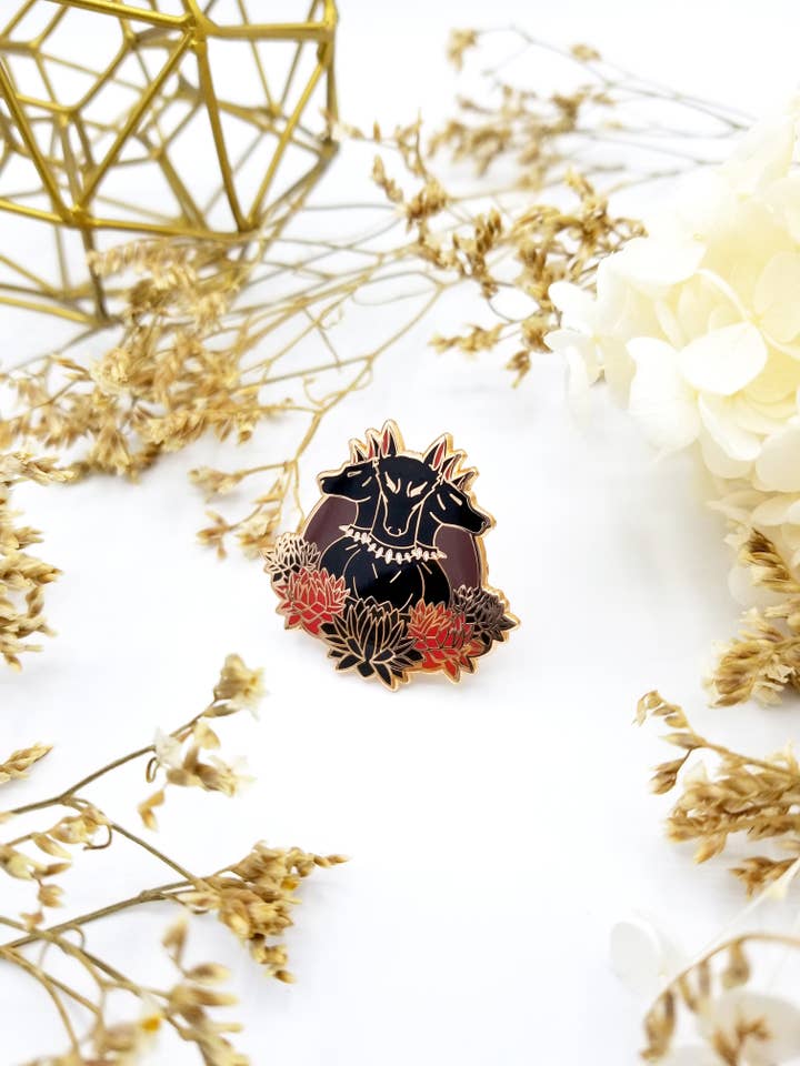 Cerberus Hard Enamel Pin for wholesale by Saiyre Illustration and Design