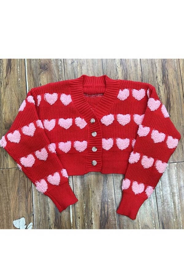 5besties inc - Vendita all'ingrosso Cardigan - Donna - CARDIGAN IN MAGLIONE A CUORE3