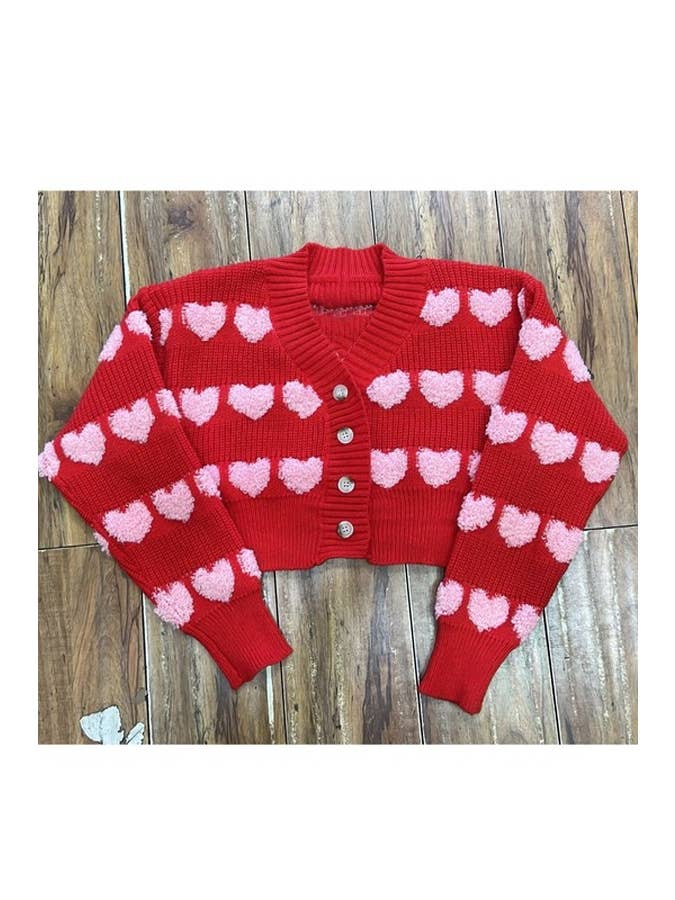 5besties inc - Wholesale Cardigan - Women's - HEART SWEATER CARDIGAN3