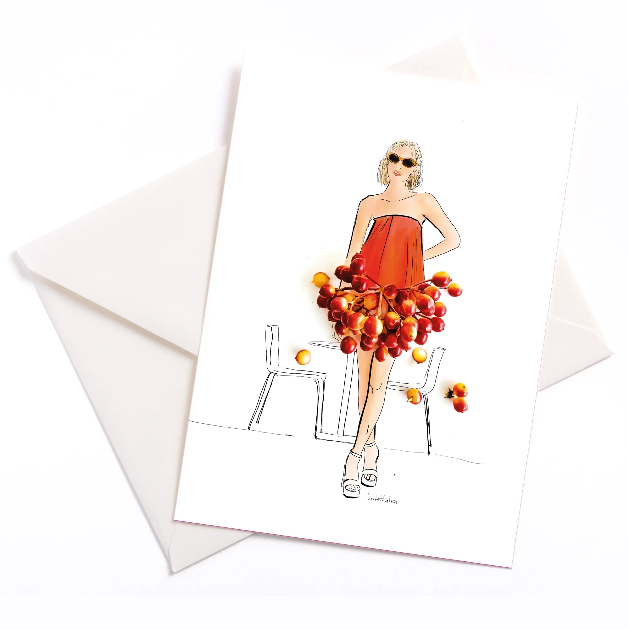 Lütteblüten – Großhandel Grußkarten für den Alltag – Abendessen-Karte mit Umschlag0