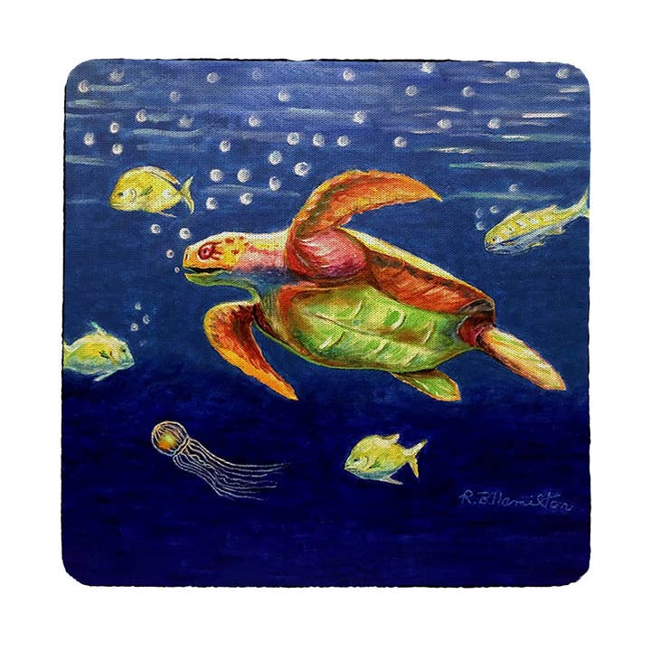 Dick's Sea Turtle Coaster Sæt af 4 for engroshandel hos Betsy Drake Interiors