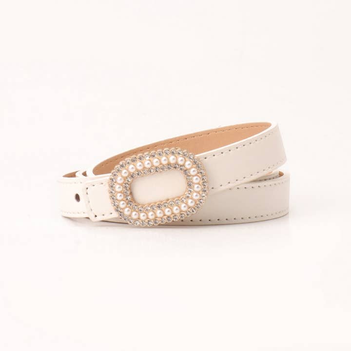 ACCITY - Wholesale Belt - Women's - CLASSIC VINTAGE RHINESTONE PEARL BUCKLE BELT_CWABE0389