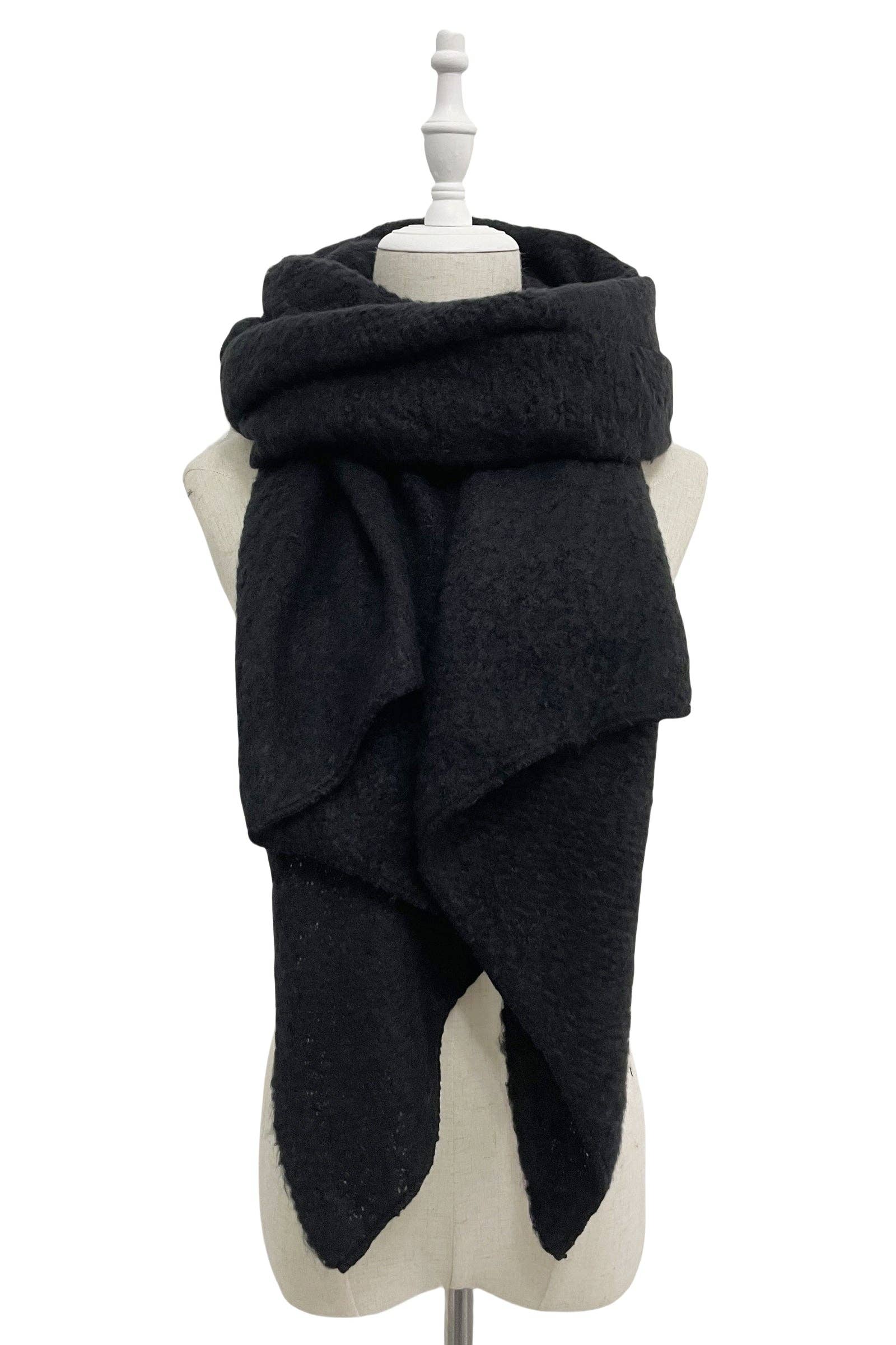 Fashion Scarf World - Wholesale Scarf - Women's - Plain Boucle Diagonal Edge Wool Scarf35