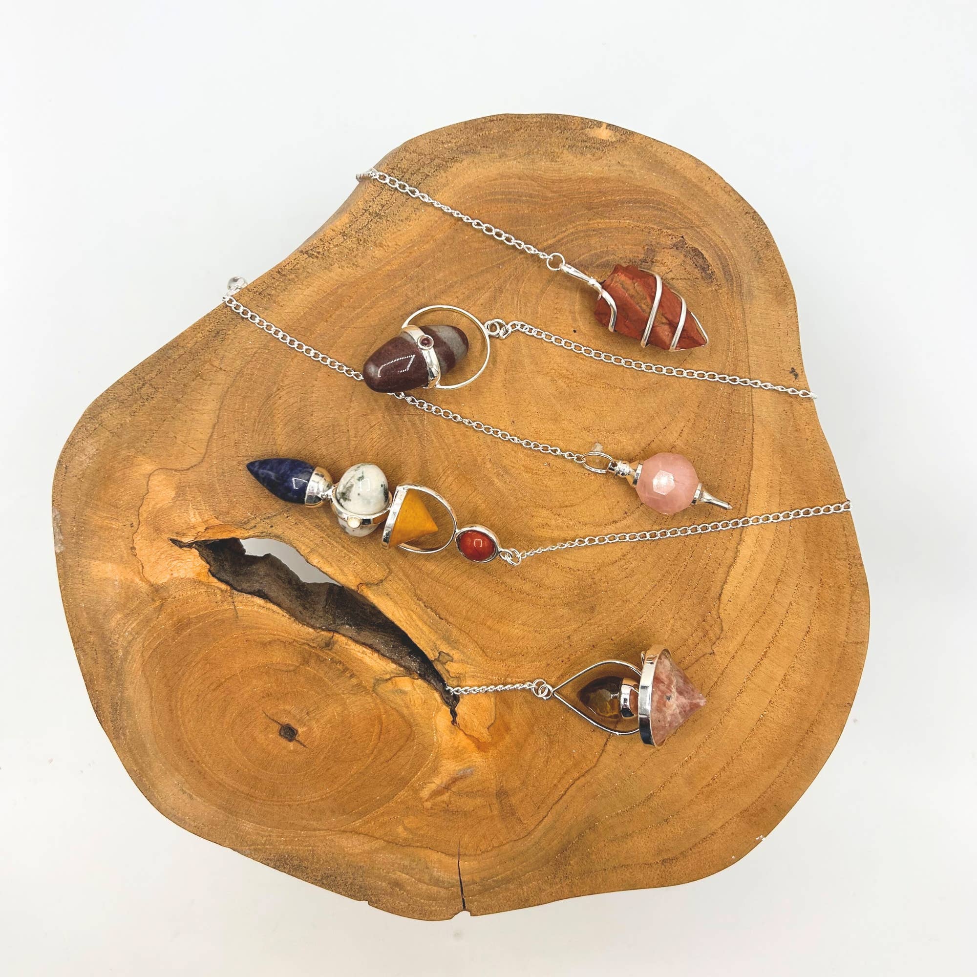 AW Artisan - Wholesale Spiritual Stone/Crystal - Lantern of Life Pendulum - Black Agate and Rose Quartz1