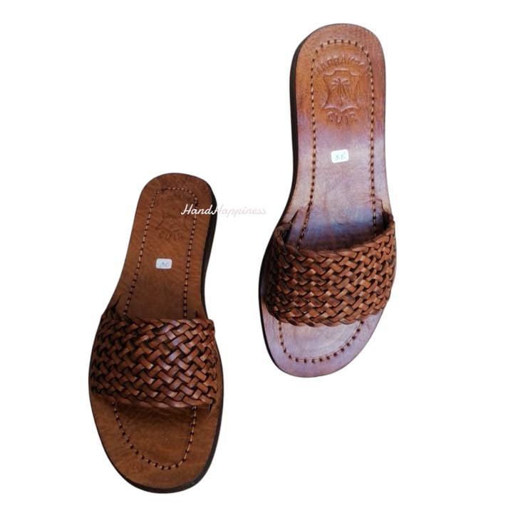 Marokkanische geflochtene Ledersandalen, Damenledersandalen für den Großhandel von HandHappiness