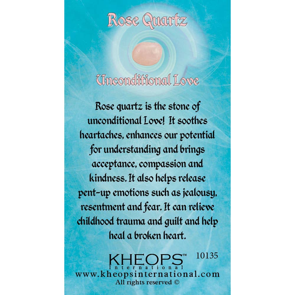Kheops International - Wholesale Spiritual Stone/Crystal - Gemstone Properties Info Card Rose Quartz (Each)0
