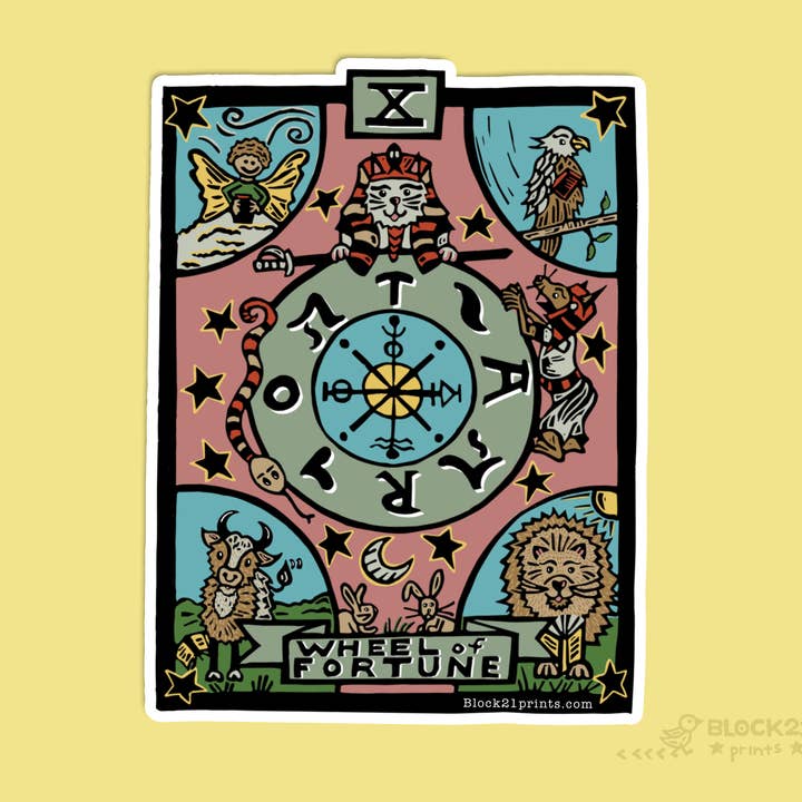 Wheel of Fortune Tarot Cat Sticker – Major Arcana - Mystical for wholesale by Block21Prints