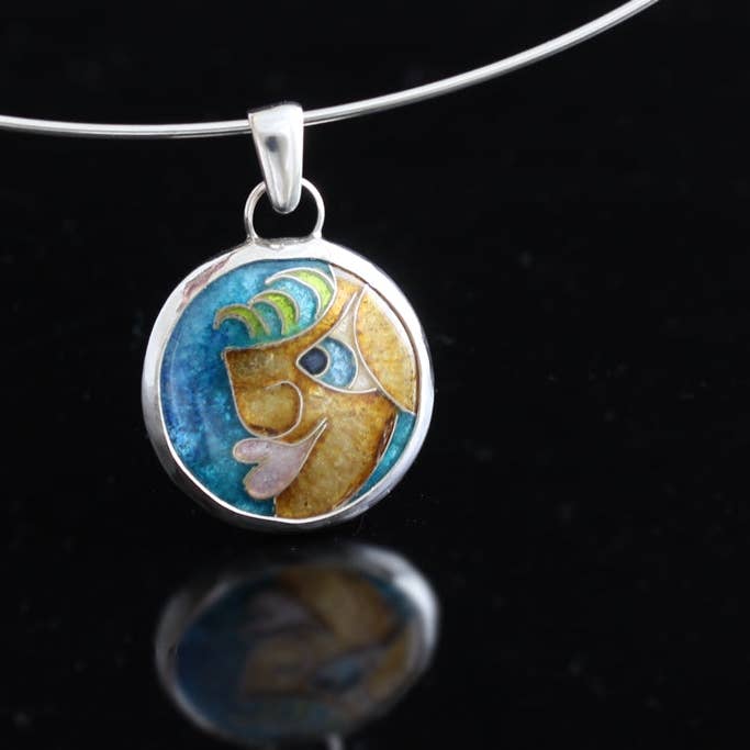 One of the Guys, Cloisonné Enamel Pendant, .75" Circle for wholesale by Tonya Butcher Designs