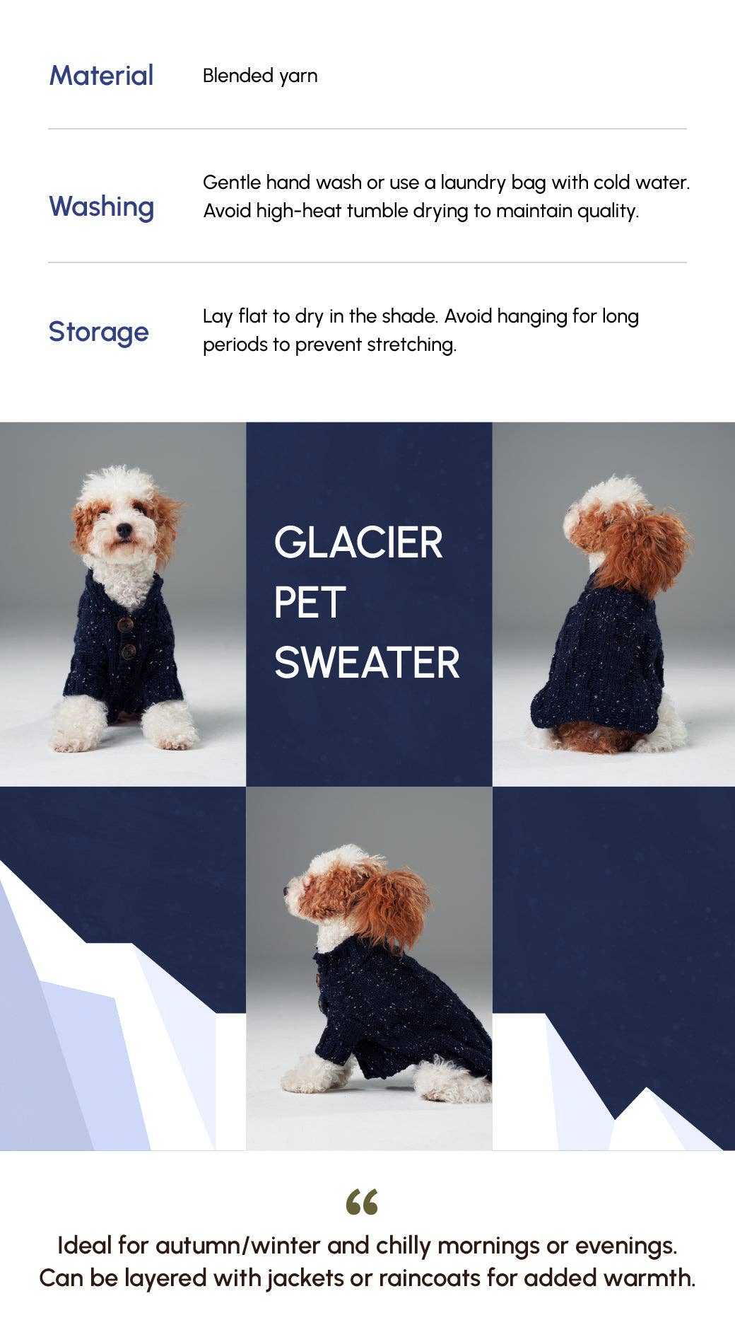 PEHOM - Wholesale Pet Sweater - Dog - GLACIER PET SWEATER - NAVY13