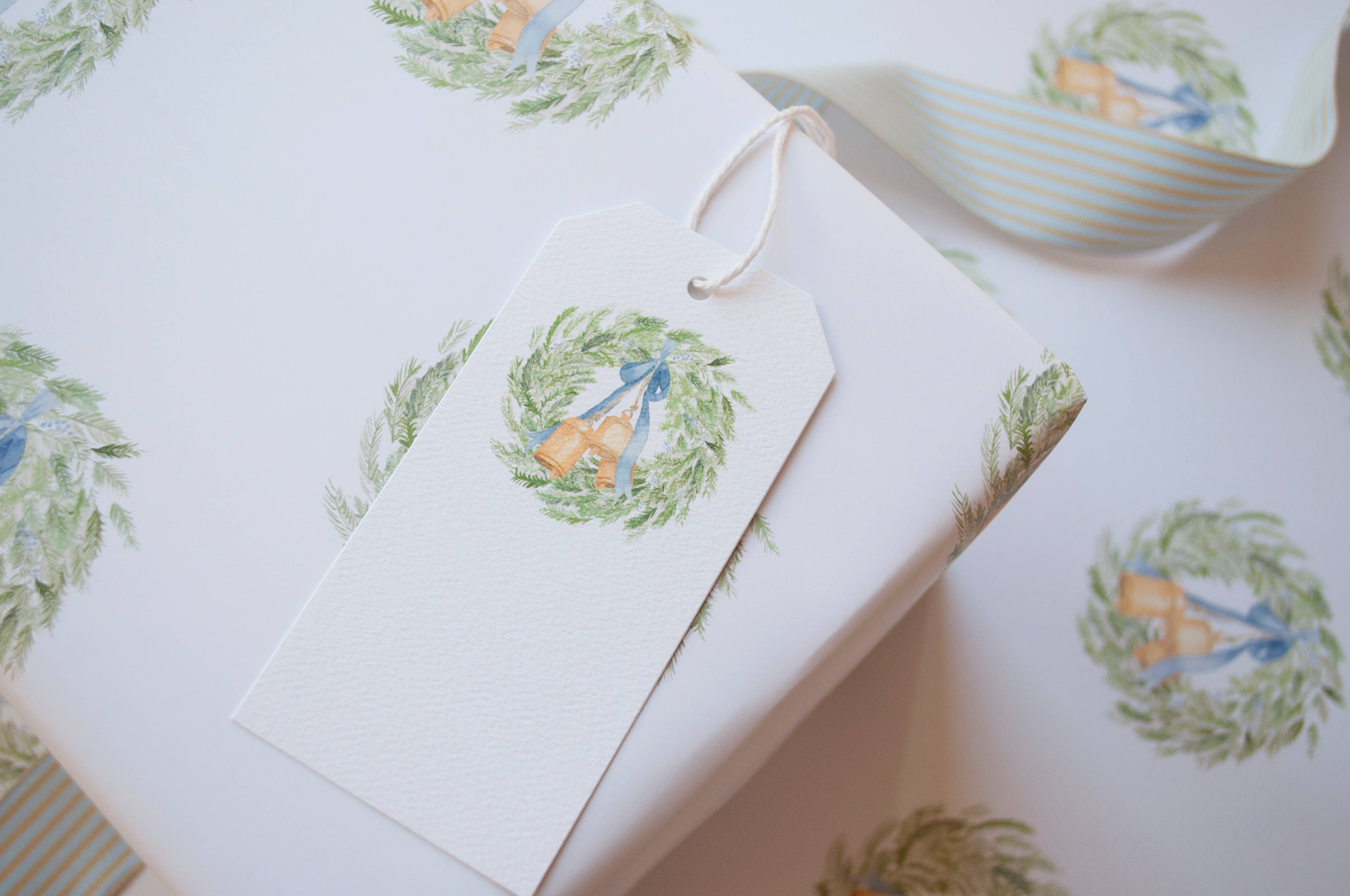 Rebecca Green Design - Wholesale Flat Wrap - Holiday Wreath Gift Wrap - 3 Sheets/Roll2