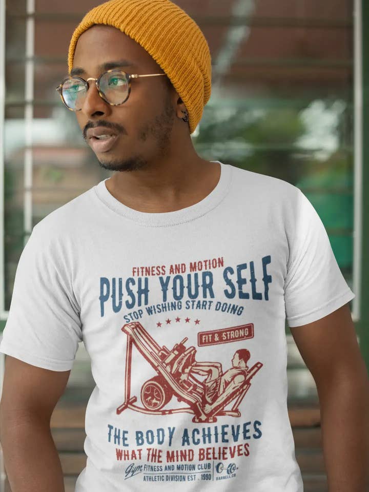 ULTRABASIC Men's T-Shirt Fitness and Motion Push Your Self - Gym Motivational Tee Shirt for wholesale by ULTRABASIC