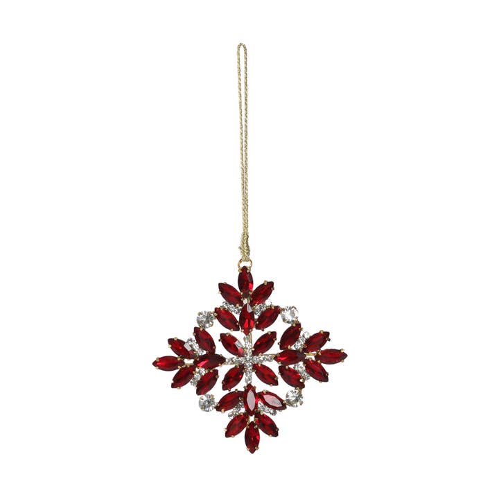 3.5"Red Crystal Snowflake Ornament for wholesale by Vatican Homes