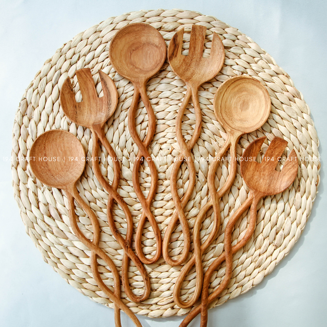 194 Craft House – wholesale Serving utensil – Twisted Handle Wooden Spoon 12" - Kitchen Serving Utensils10