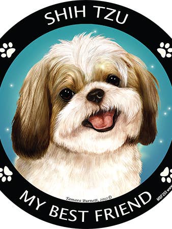Shih Tzu Gold & White My Best Friend Circular Magnet for wholesale by Pet Gifts USA, LLC