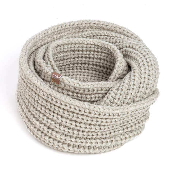Kids Loop Shape Knit Winter Scarf - Grey - Ages 3y + for wholesale by Peppercorn Kids