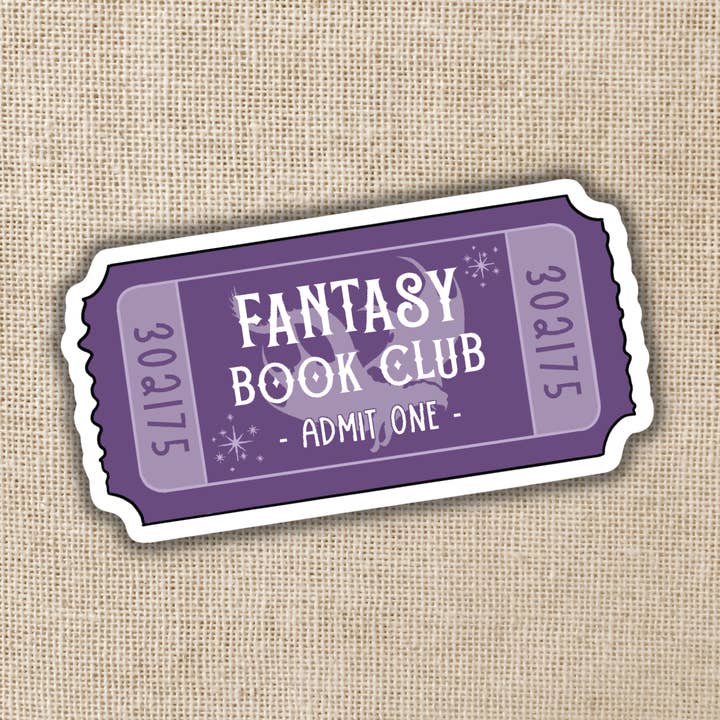 Fantasy Book Club Ticket Sticker for wholesale by Kingdom of Threads