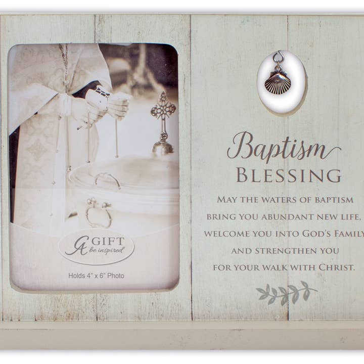 Abbey & CA Gift - Wholesale Picture Frame - Baptism Blessings Shell Charm Picture Frame