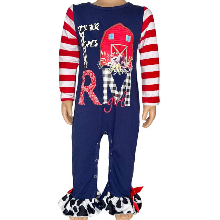 AnnLoren - Wholesale Rompertje - Baby - Kleding voor babymeisjes CowGirl Barn Romper Western Apparel2