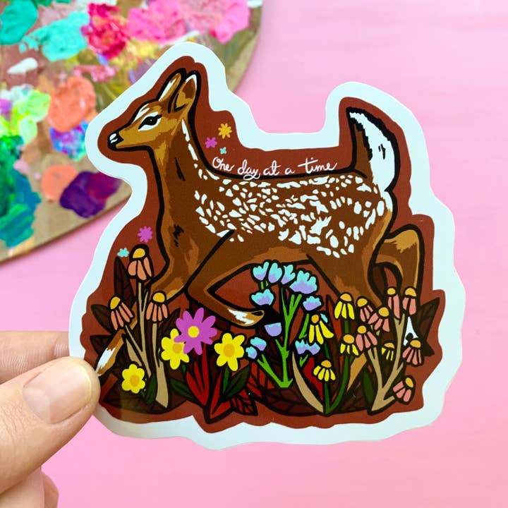 Deer Flower Sticker Wildflower Decal Gift Laptop Kindle Outdoor Aesthetic for wholesale by Eska and the Alpenglow