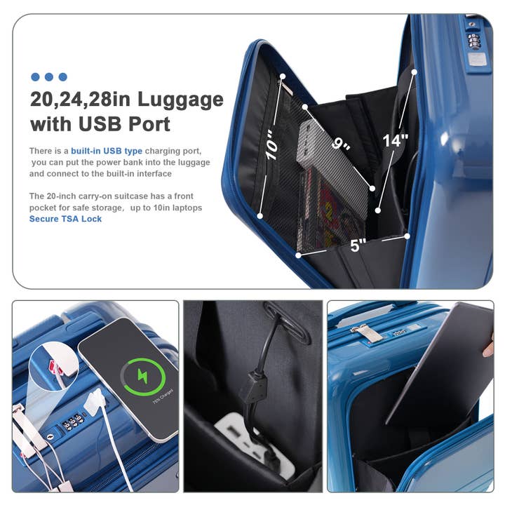 VTNG50 - Wholesale Luggage - Luggage Set of 3, 20, 24, 28inch with USB Port31