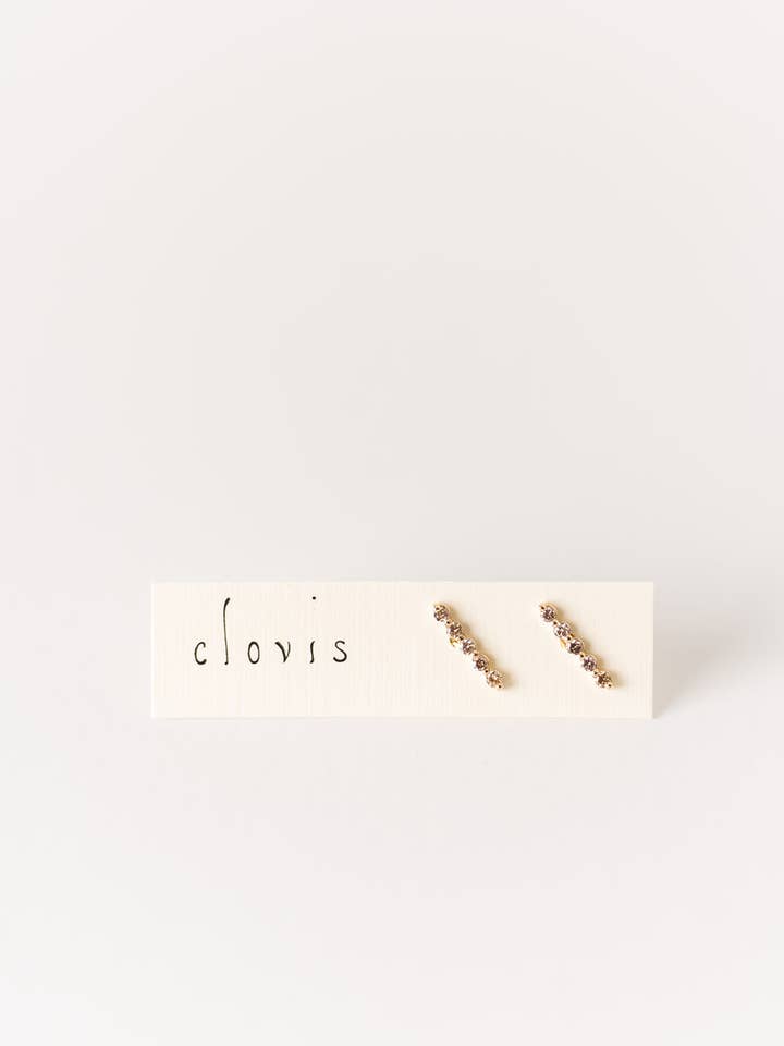 14K Gold + Diamond Bar Stud Earrings for wholesale by Clovis Jewelry