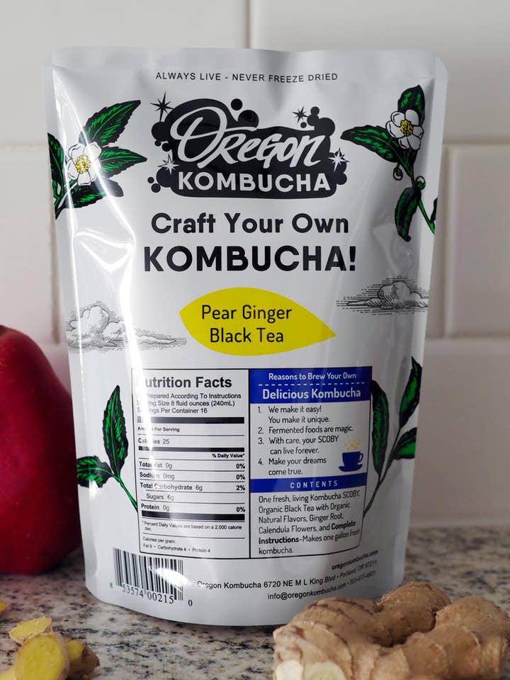 Craft Your Own Pear Ginger Black Tea Kombucha Starter Kit for wholesale by Oregon Kombucha