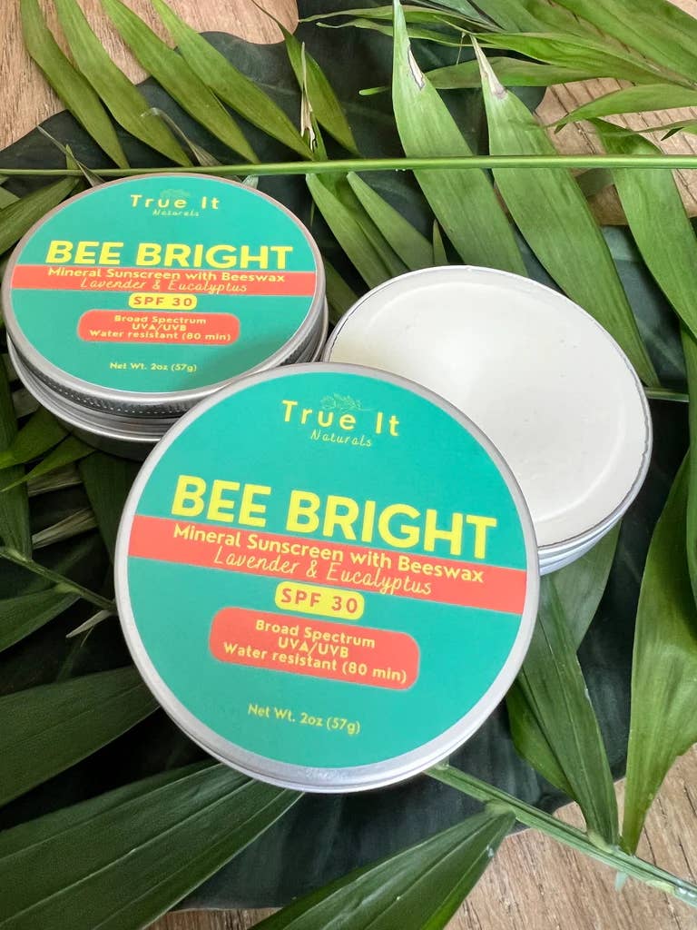 True It Naturals - Wholesale Sunscreen - Eucalyptus/Lavender BEE BRIGHT | Mineral Sunscreen Tin SPF303