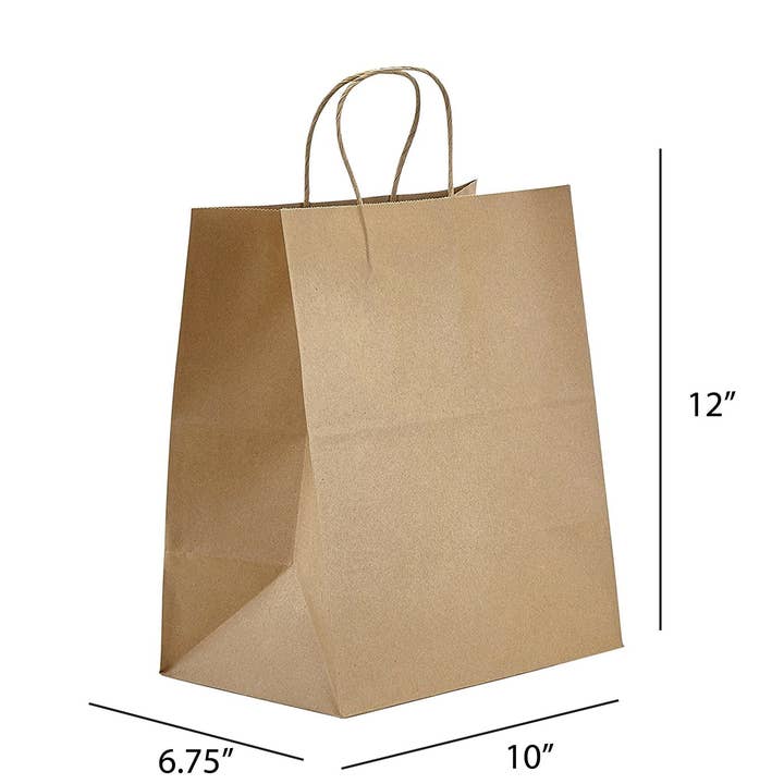Natural/White Paper Bag - 10 x 6.75 x 12 (250 Pack) for wholesale by PTP BAGS