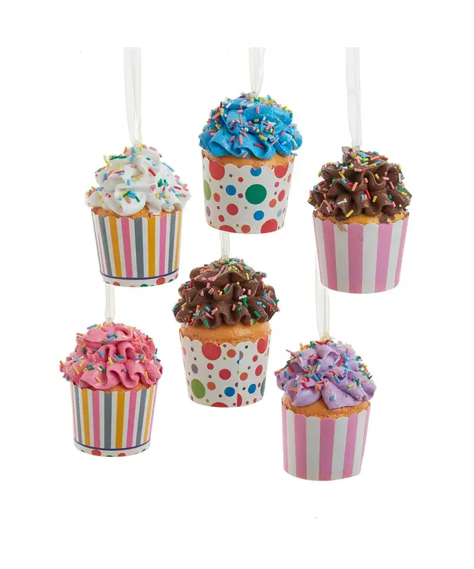 Kurt S. Adler, Inc. - Wholesale Ornament Set - Cupcake In Paper Cup Ornaments, 6 Assorted0