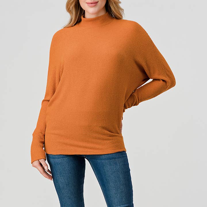 Heimious – Engroshandel Strikket top - Dame – Lang Dolman-ærmet ribstrikket top med mock-hals, T26148