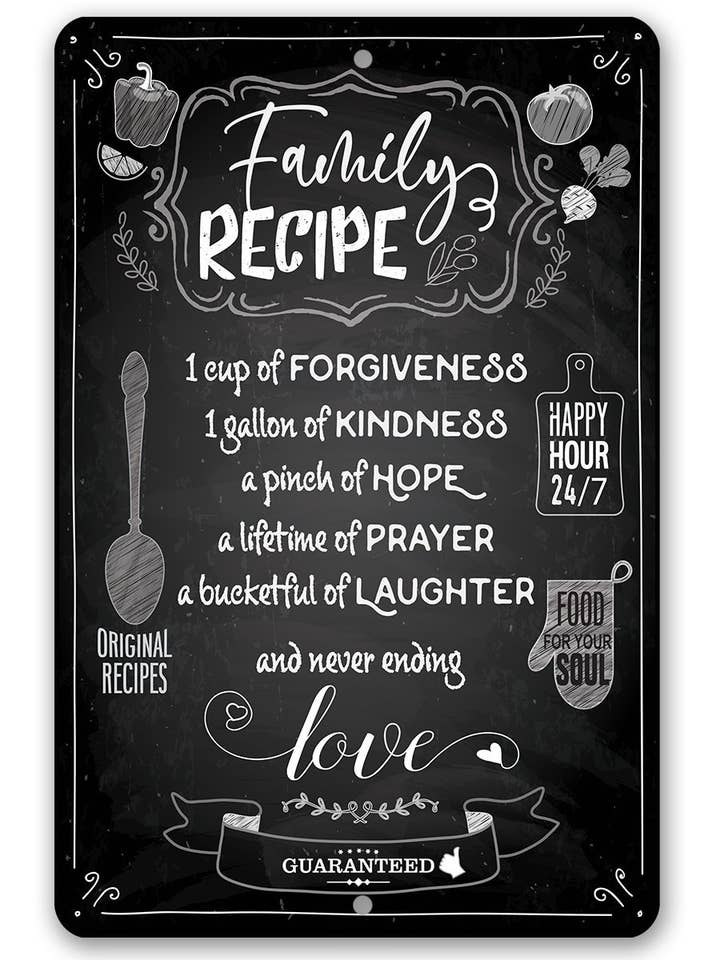 Kitchen Sign | Family Recipe for wholesale by Lone Star Art Metal Signs