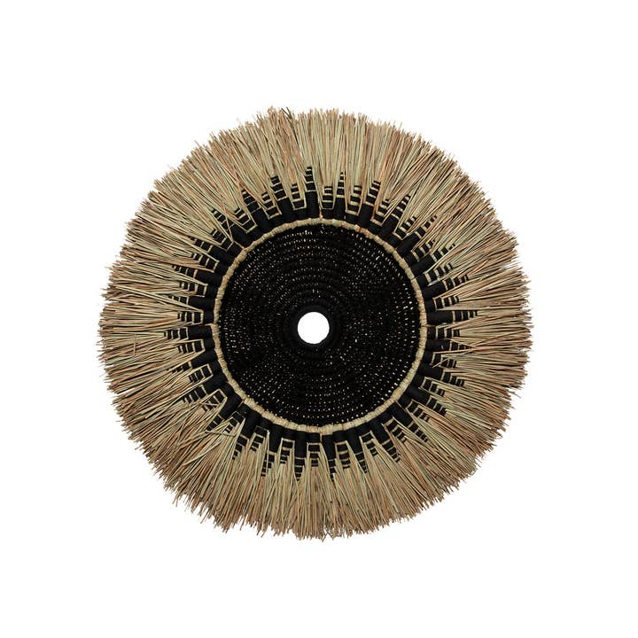 Décoration murale macramé en raphia noir naturel pour la vente par Bazar Bizar Living