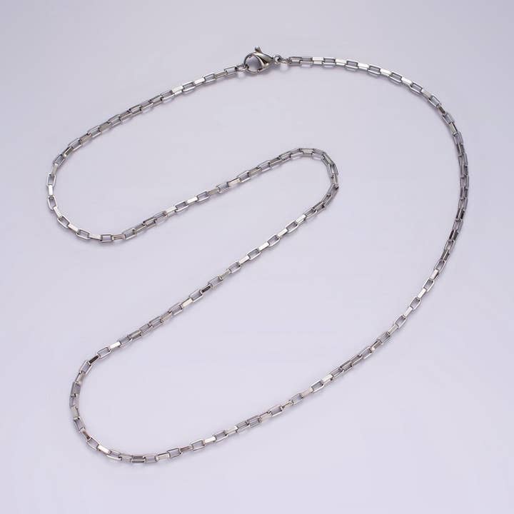Dainty PaperClip Chain Necklace Stainless Steel 18 inch Necklace in Silver | WA-2410 for wholesale by Aim Eternal