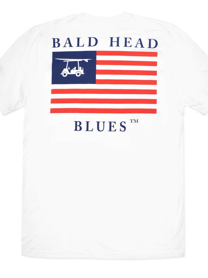 Island Tee - Short Sleeve USA Flag - White for wholesale by Bald Head Blues