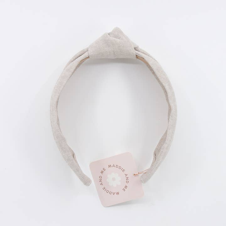 Maddie and Me Handmade - Wholesale Fashion Headband - Women's - Neutral Solid Linen Blend Knotted Headband | Flax | Khaki8