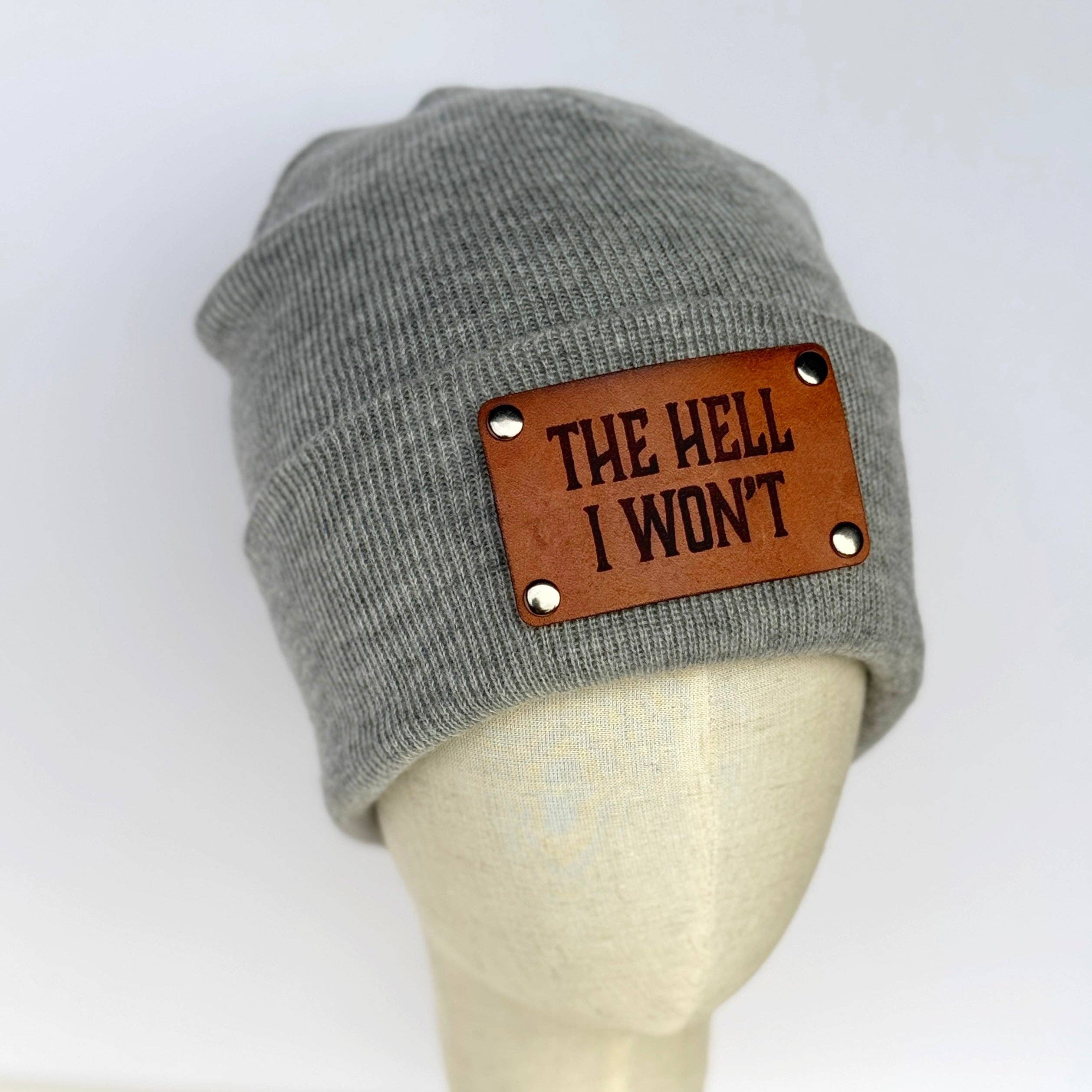 The Lonely Pine - Wholesale Beanie - Unisex - The Hell I Won't beanie with snap on/off leather patch4