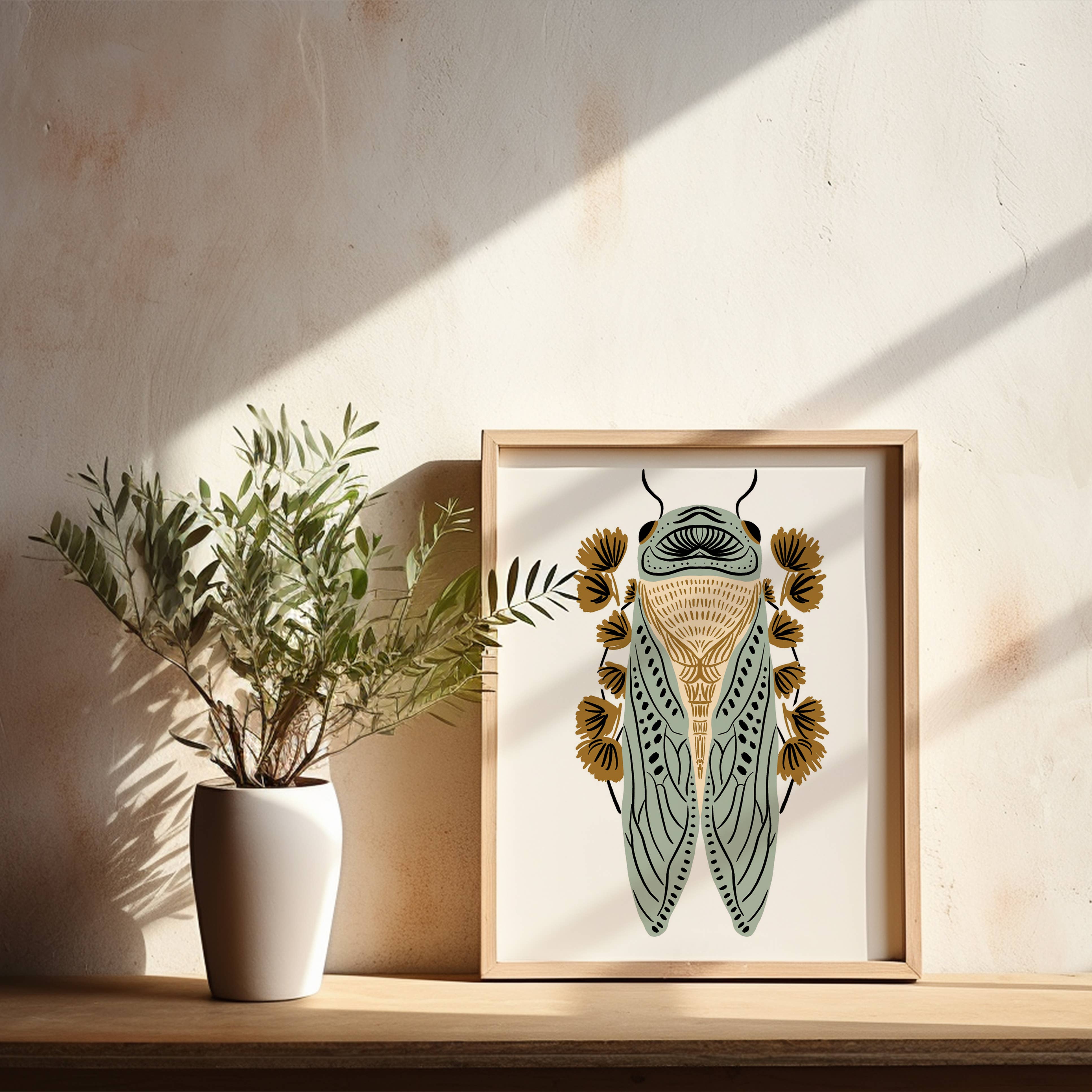 Tara Reed – Impressão artística por atacado – "Cigarra - SÁBIO" - Impressão de Arte Giclée 8" x 10"1