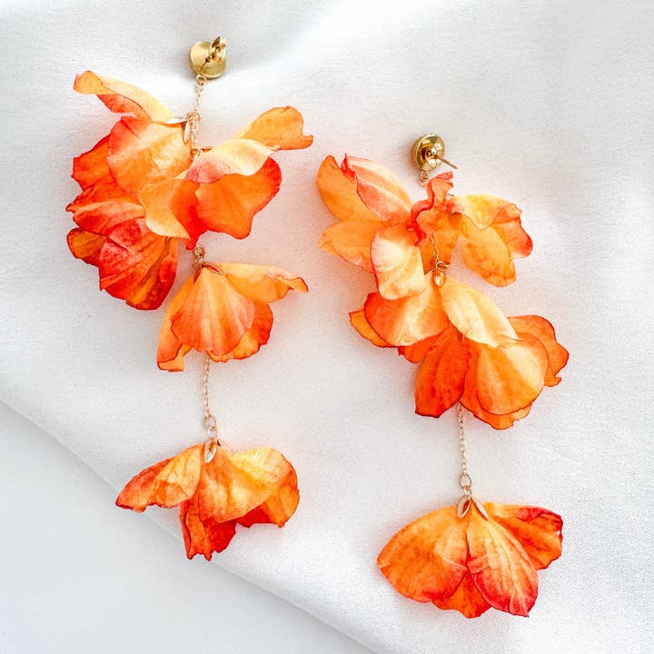 Nicholls Jewellery – wholesale Dangle earrings – Phoenix Flame Orange Flower Earrings1