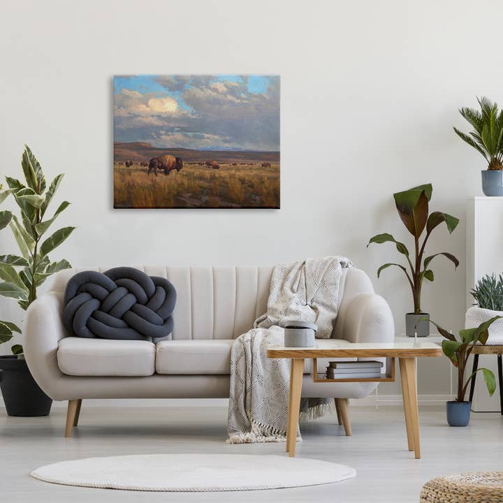 Stupell Industries - Wholesale Art Print - Buffalo Cloudy Landscape Canvas Art5