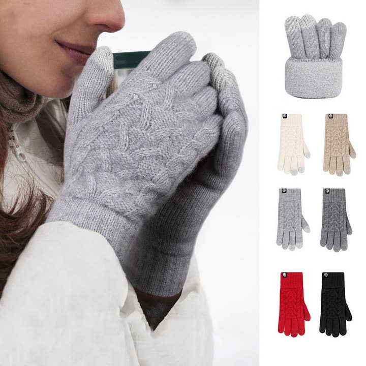 ACCITY - Wholesale Gloves - Unisex - WINTER SOLID COLOR TOUCH SCREEN KNITTED GLOVES_CWAG04111