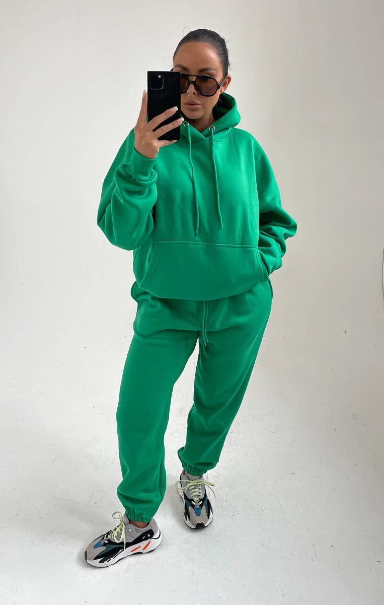Femme Luxe – wholesale Tracksuit – Women′s – Green Hoodie & Joggers Tracksuit Set - Bellamy6