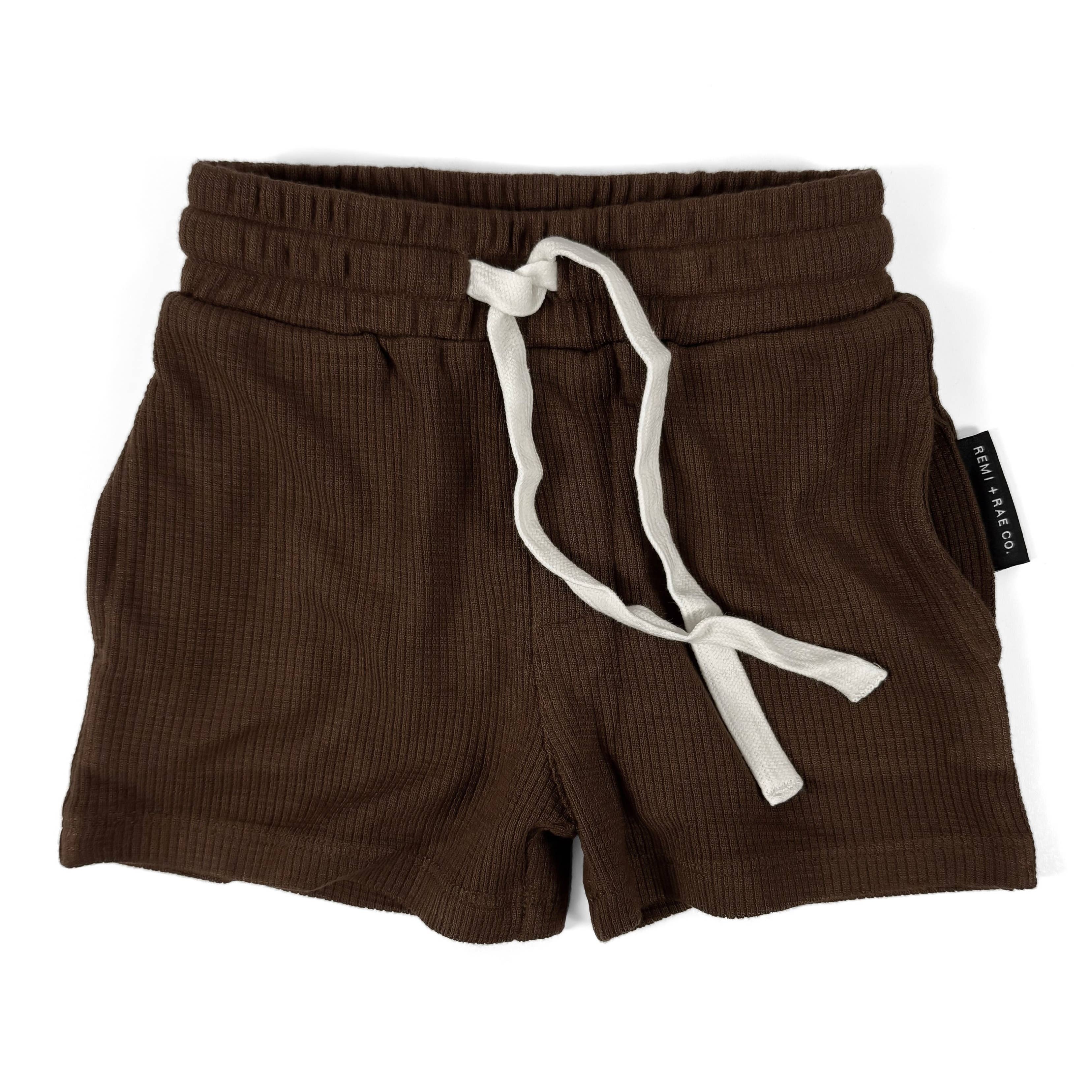 Remi + Rae Co. - Wholesale Shorts - Kids - BAMBOO WAFFLE SHORTS - UMBER