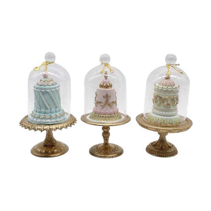 December Diamonds - Wholesale Decorative Tabletop Object - 3asst Cakes in Cloche0