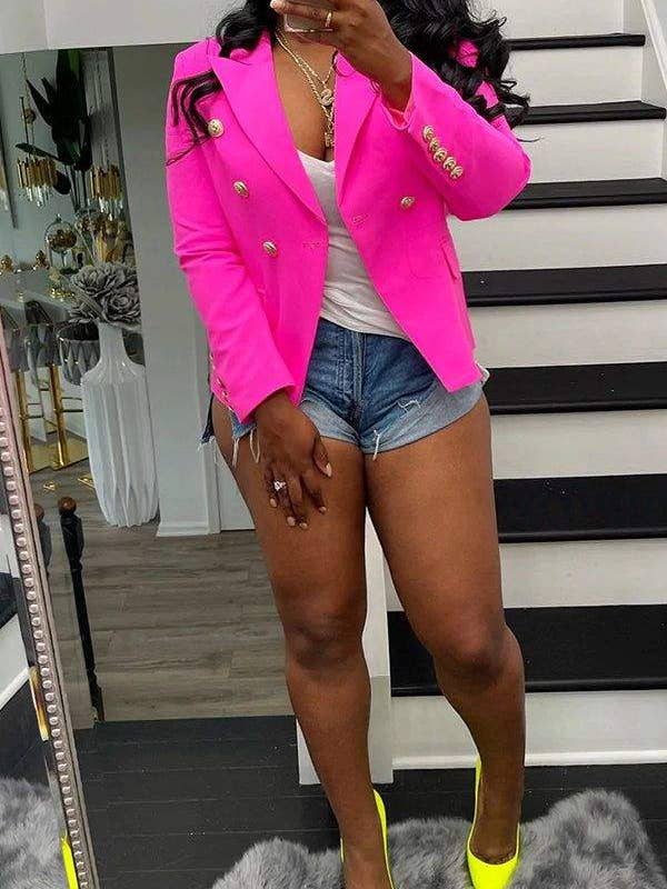 Fashion Combination – Engroshandel Jakke - Dame – couture dobbeltbrystet plus størrelse blazer rød 3xl6