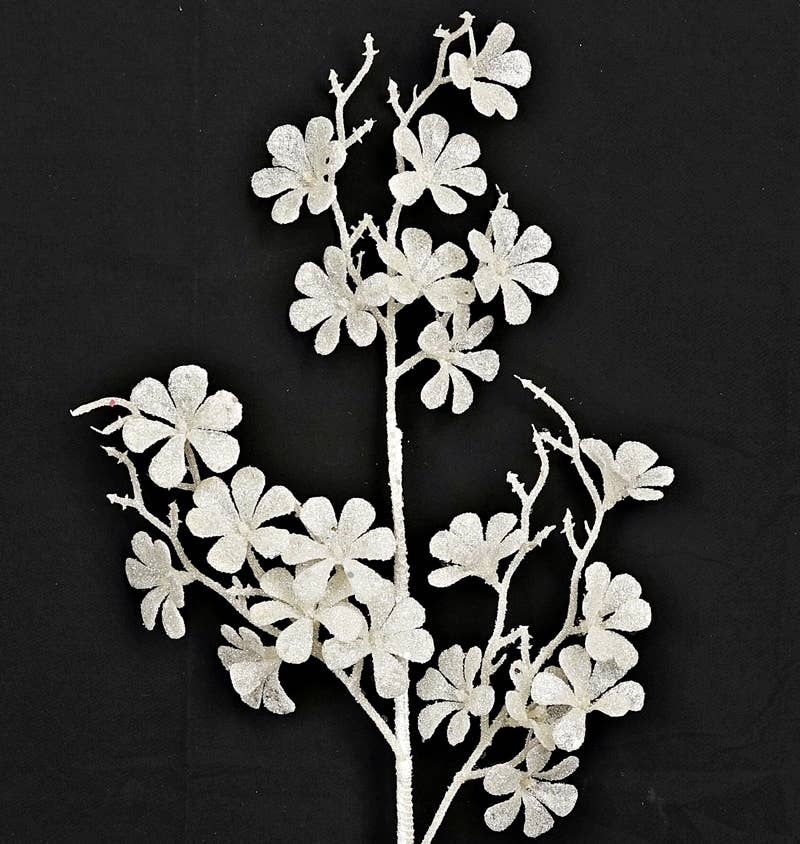 Impressive Enterprises, Inc. - Wholesale Christmas Decoration - ISB79591- 23in Glitter Plum Blossom Spray-WT-24/1440